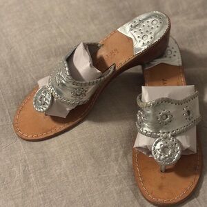 Jack Rogers, silver metallic Wedge Heel Hampton Sandals sz 10m
